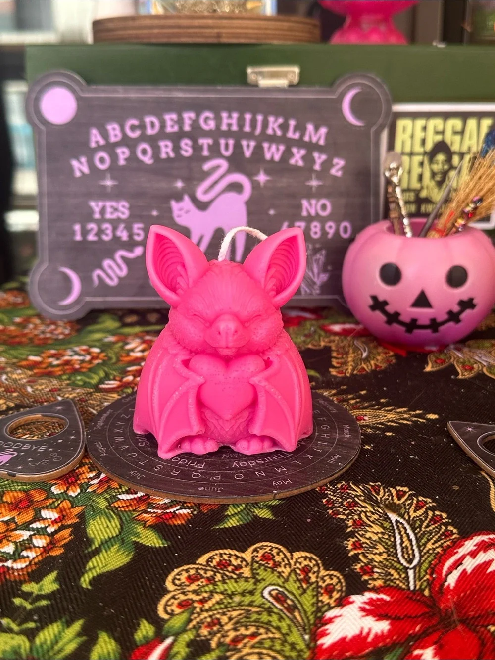 Pink Heart Bat Candle